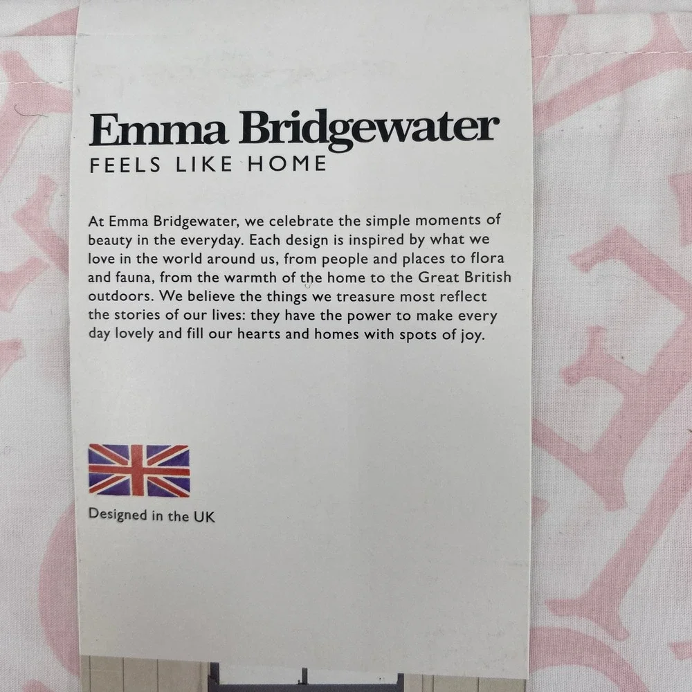 Emma Bridgewater Sheet Set QUEEN Love Pink 100% Cotton Percale Script Pastel
